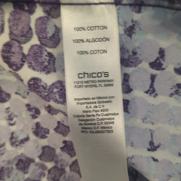 Chico's Blue Violet Dot Blouse, US 2 - Picture 6 of 6